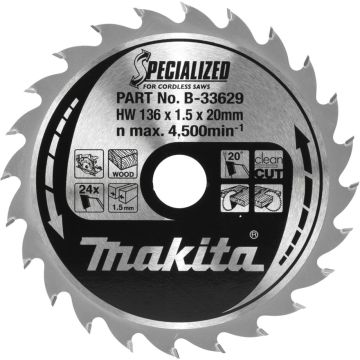 Makita B-33629 SPECIALIZED zāģa asmens 136x20x24Z