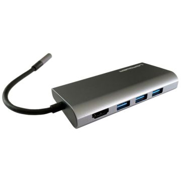 LC Power LC-HUB-C-MULTI-5 USB-C doks 3xUSB-A, USB-C, HDMI, SD/MicroSD, RJ45