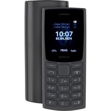 Nokia 105 2G (2023) podziņu telefons, 1.8" ekrāns 120x160px, 1000mAh akumulators, pelēks