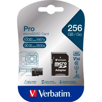 Verbatim microSDXC Pro 256GB Class 10 UHS-I ar adapteri