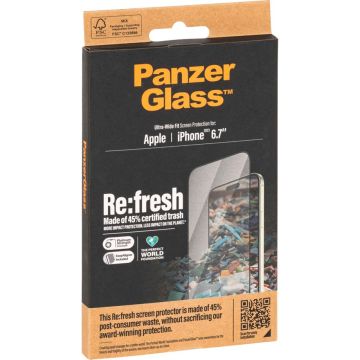 PanzerGlass ekrāna aizsargs pārstrādāts stikls iPhone 15 Plus caurspīdīgs