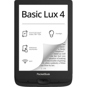 PocketBook Basic Lux 4, 6", 1024 x 758 pikseļi, Iebūvēts apgaismojums, EPUB, PDF, MOBI, Micro-USB, 8 GB