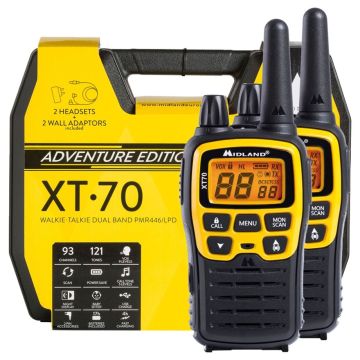 Midland XT 70 Walkie Talkies ar Piedzīvojumu Kasti, 16 Kanāli, 10 km Diapazons