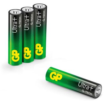 GP ULTRA PLUS Alkaline AAA LR03 1,5V baterijas 4 gab.