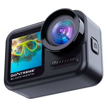 GoXtreme Black Manta sporta kamera, 4K, 16 MP, 2 collu ekrāns, ūdensizturīga līdz 40m, pelēkzila