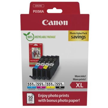 Canon CLI-551XL BK/C/M/Y Photo Value Pack tinte