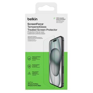 Belkin Screenforce Rūdīts Stikls Antibakteriāls iPhone 15 Plus/ 14 ProMax