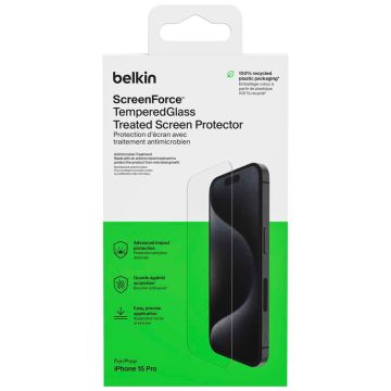 Belkin Screenforce Rūdīts Stikls Antibakteriāls iPhone 15 Pro