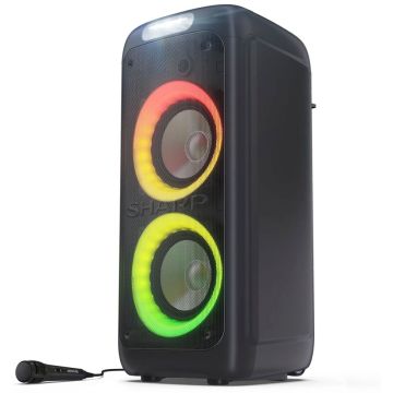 Sharp PS-949 – Bluetooth Party Skaļrunis, 50W, Bluetooth 5.0, 15 stundu baterija, Melns