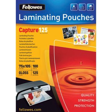 Fellowes glancēts 125 Micron Card laminēšanas kabatiņas 75x125mm