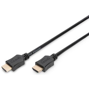 Digitus HDMI ātrgaitas Ethernet kabelis, 5m, 4K 30p, zelta/melns