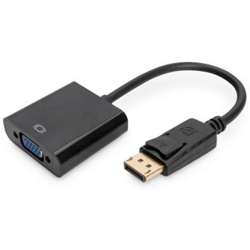 Digitus DisplayPort adapteris/pārveidotājs DP uz HD15, 15cm, melns