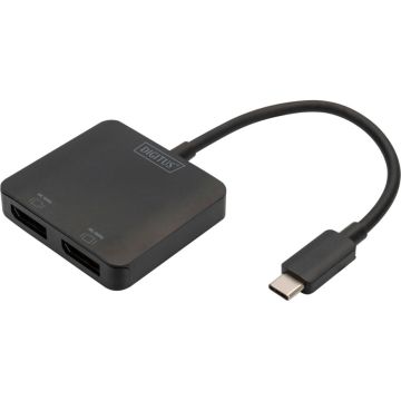 Digitus 2-portu MST video centrs, USB-C/2x DisplayPort, 4K atbalsts