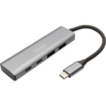 Digitus USB-C 4-portu centrmezgls, alumīnija korpuss, 2x USB-A, 2x USB-C Gen2