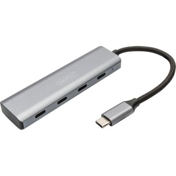 Digitus USB-C 4-portu centrmezgls, alumīnija korpuss, 4x USB-C 3.1 Gen1