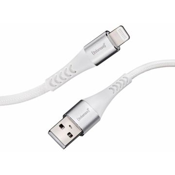 Intenso USB kabelis A315L neilona 1,5m balts USB-A / Lightning 12W