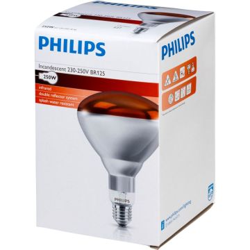 Philips Infrasarkanā Lampa BR125 IR 250W E27 230-250V sarkana