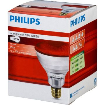 Philips infrasarkanā lampa PAR38 IR 175W E27 230 Sarkana