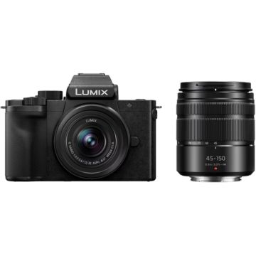 Panasonic Lumix DC-G100D Bezspoguļa Kamera, 20.3MP, 3" Ekrāns, 4K Video, Melna, ar H-FS 12-32mm un H-FS 45-150mm Objektīviem