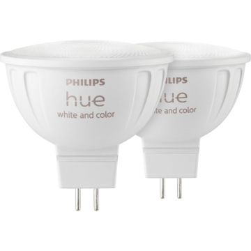 Philips Hue LED lampu MR16 2paku komplekts 400lm baltas krāsas amb.