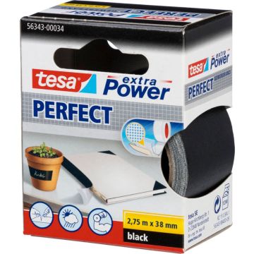 Tesa auduma lente 2,75m x 38mm extra Power melna Perfekt 56341