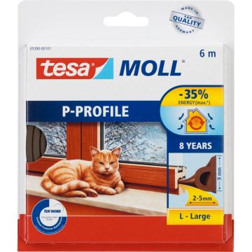 Tesa logu blīvējums 6m x 9mm P-Profils brūns 05390