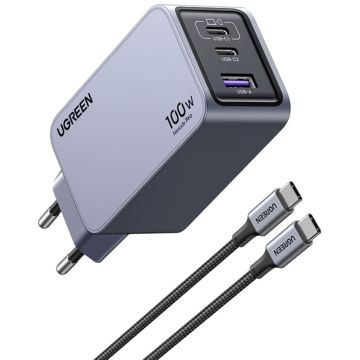 UGREEN Nexode Mini USB-C 30W PD GaN tehnoloģijas lādētājs, balts