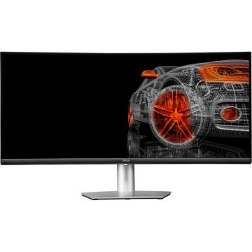 Dell S3423DWC Ofisa monitors, 34 collas, WQHD 3440x1440 izšķirtspēja, 100Hz, VA panelis, izliekts ekrāns, melns