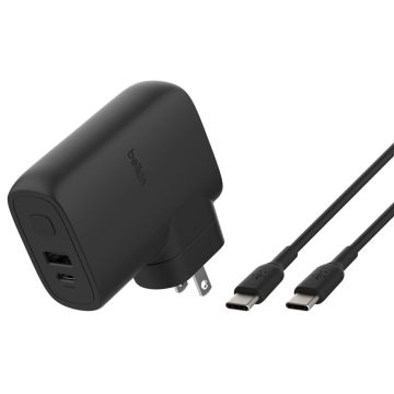 Belkin BOOST Charge Hibridais Divu Portu Lādētājs + Powerbank, Melns