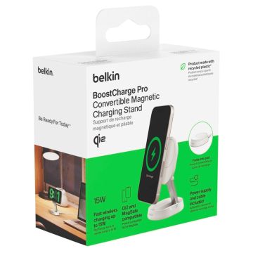 Belkin BOOST Charge Pro Qi2 15W magnētiskais lādētājs, Balts