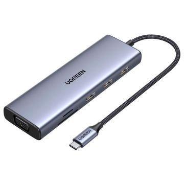 UGREEN USB-C 9-in-1 USB-C doks, 4K HDMI, VGA, 3xUSB-A, USB-C, SD/MicroSD