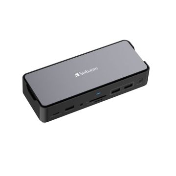 Verbatim USB-C Pro doks, 4xUSB-A, 3xUSB-C, 3xHDMI, 3.5mm, RJ45, SD/MicroSD ar NvME slotu