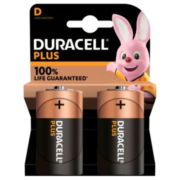 Duracell Plus D LR20 1,5V baterija 2 gab.