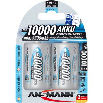 Ansmann NiMH uzlādējamās D baterijas 9300 mAh 2 gab.