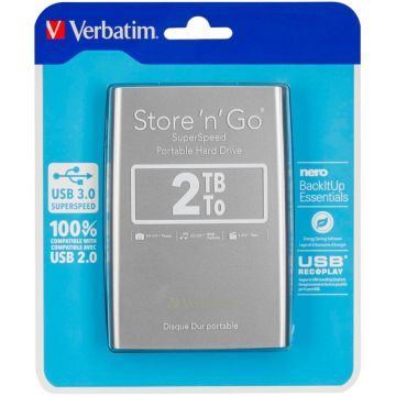 Verbatim Store n Go 2,5 2TB USB 3.0 ārējais cietais disks sudraba