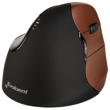 Evoluent VerticalMouse 4 vertikālā bezvadu pele, 2600 DPI, Bezvadu, Ergonomiska, Labās rokas, Melna