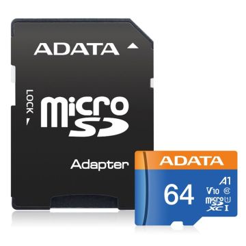 ADATA MicroSDHC Atmiņas Karte 64GB UHS-I CL10 100/20 MB/s ar 1 Adapteri