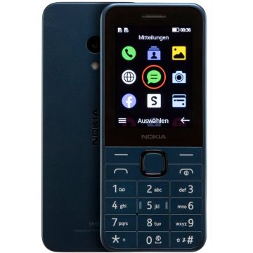 Nokia 225 4G mobilais tālrunis, 2.4" ekrāns, 4G, 1150mAh akumulators, Facebook un WhatsApp atbalsts, tumši zils