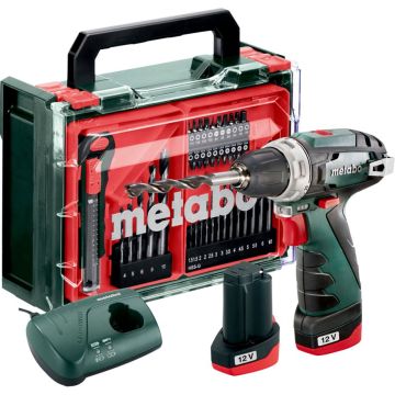 Metabo PowerMaxx BS Basic Set akumulatoru urbis, 2x2Ah akumulatori, lādētājs un piederumu komplekts koferī