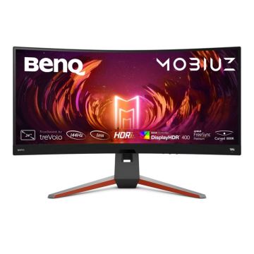 BenQ EX3410R Spēļu monitors, 34 collas, UWQHD 3440x1440 izšķirtspēja, 144Hz, VA panelis, izliekts ekrāns, melns