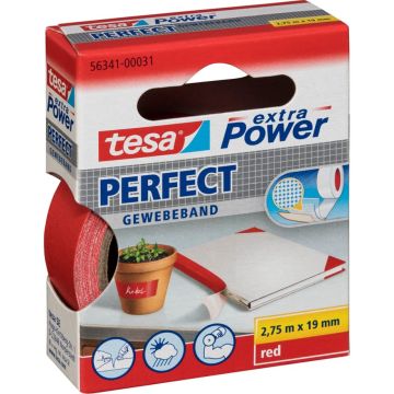 Tesa auduma līme. 2,75m x 19mm extra power sarkans perfekts 56341