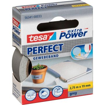 Tesa auduma līme. 2,75m x 19mm extra power pelēks ideāls 56341