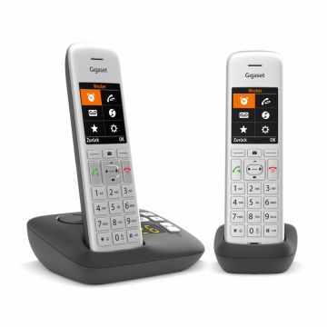 Gigaset CE575A Duo Bezvadu Telefonu Komplekts ar Automātisko Atbildētāju, Sudraba/Melns